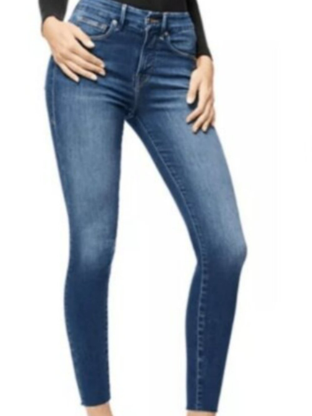 Good American GOOD WAIST SKINNY CROPPED JEANS Medium Blue Wash - NWT Size 00/24